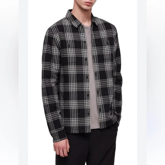 ALL SAINTS Fayette Plaid Slim Fit Puffer Shirt Jacket 100% Cotton shacket S - Picture 5 of 11